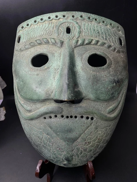 Old ancient 12th century style Bronze Persian Face Mask 2
