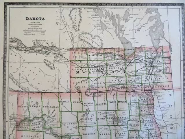 Dakota Territory North & South Dakota  1886 Map 2