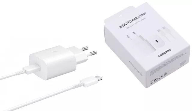 Caricabatteria da rete Samsung EP-TA800 BIANCO + Cavo USB Type C per S22 ULTRA