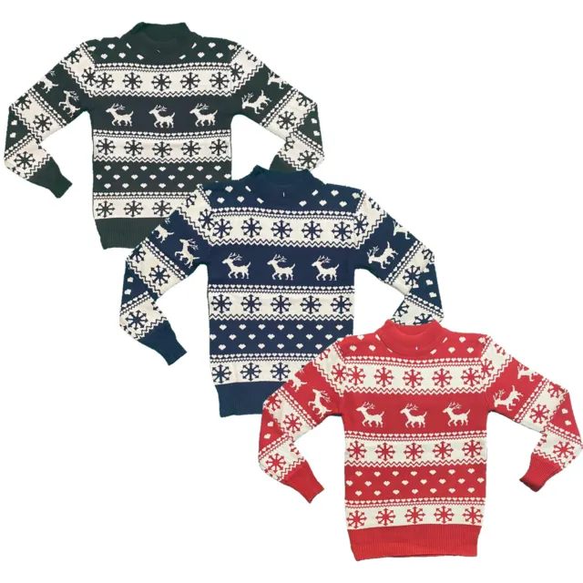 Boys Girls Kids Christmas Jumper Reindeer Sweater Xmas Sweatshirt Top