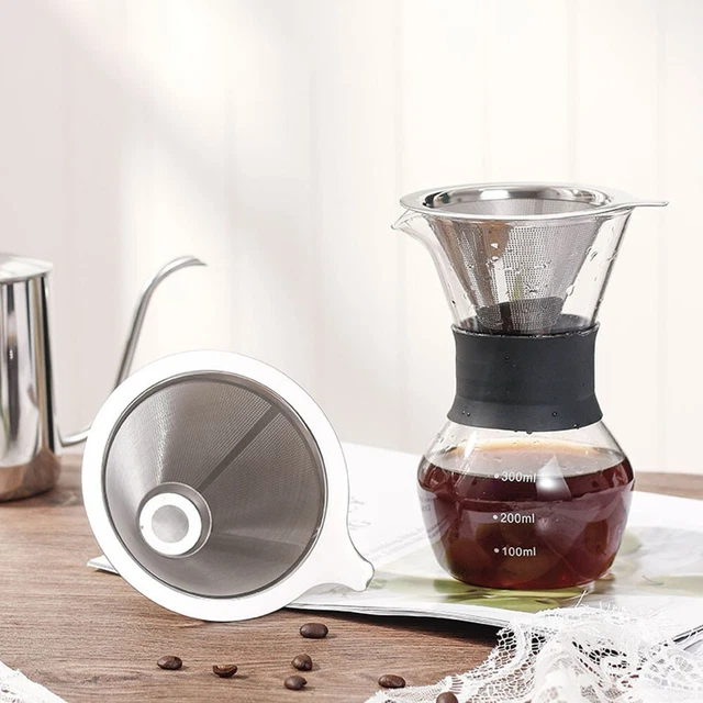 Acier Inoxydable Café Filtre Réutilisable Verser Sur Cône Dripper-Holder Filet