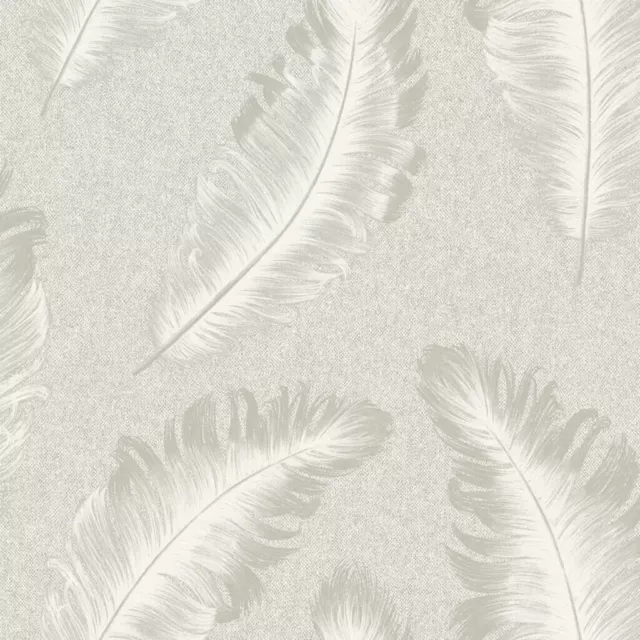 Belgravia Ciara Feather Heavyweight Textured Glitter Vinyl Wallpaper Silver 4400