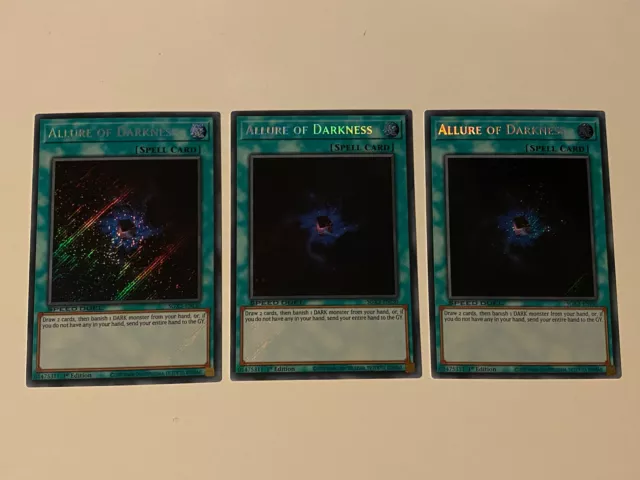 YuGiOh! 3 x Allure of Darkness - SGX3-ENI30 - Secret Rare 1st Edition - Playset YuGiOh! 3 x Allure of Darkness - SGX3-ENI30 - Secret Rare 1st Edition - Playset