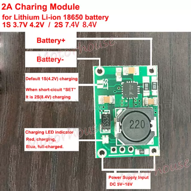 Módulo de carga cargador 1S 3.7V 2S 7.4V lipo litio iones de litio 18650 batería 8.4V