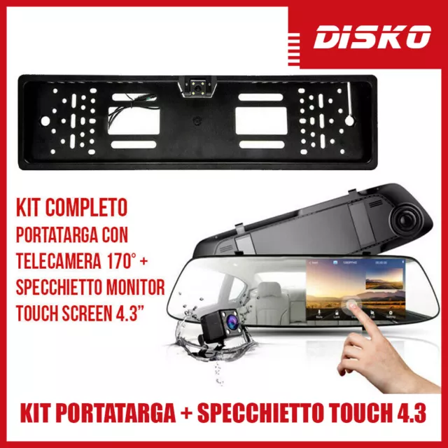 KIT PORTATARGA CON Telecamera 170° + Monitor Specchietto Retrovisore Touch  4.3 EUR 49,90 - PicClick IT