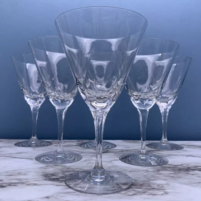 6 Vintage Tiffin-Franciscan WALES Crystal Water Goblets Wine Glasses 6.75"h MCM