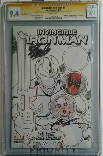 Invincible Iron Man #1 2015 CGC 9.4 SS Stan Lee & R Liefeld w/2 Remarks **RARE**