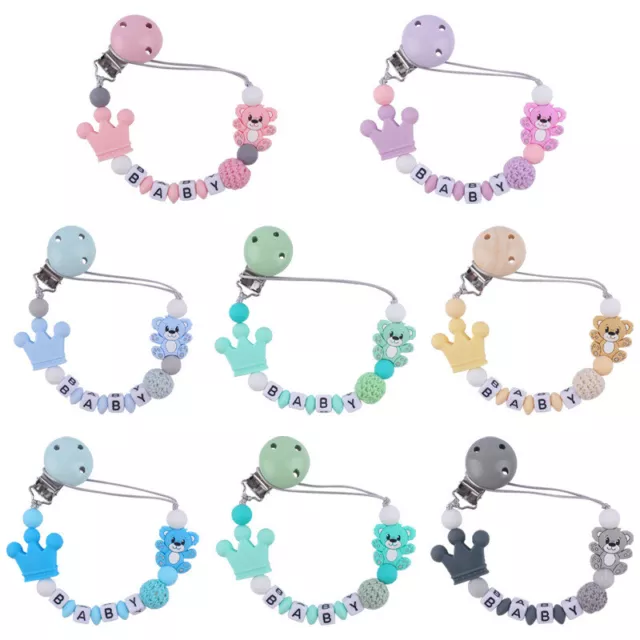 Dummy Clips Personalized Silicone Pacifier Holder Soother Chain Baby Shower Gift