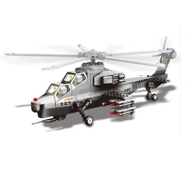 Building Block Set MOC Military WZ10 Gunship Helicopter Brick Kids Toy