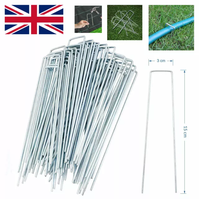 Weed Fabric Galvanised Staples Garden Turf Pins Securing Pegs U Artificial Grass