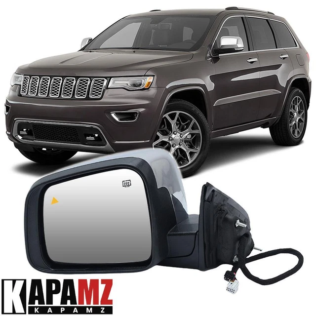 Side By Side Heater DNA Motoring OEM-MG-0118 For 2011 To 2019 Dodge Durango Jeep Grand Cherokee Factory Style Passenger / Right Side Mirror Glass Lens With Backing Plate + Heated 12 13