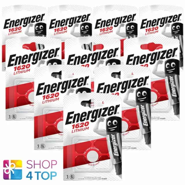 10 Energizer CR1620 Lithium Batteries 3V Coin Cell DL1620 Exp 2029 Neuf