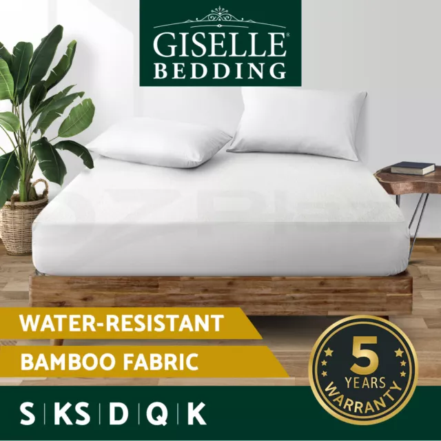 Giselle Water-resistant Mattress Protector Queen Bamboo Cover Fully Fitted