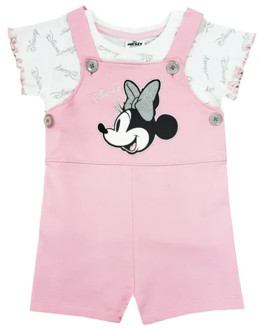 Girls Disney Minnie Mouse Dungarees T Shirt Top Set 12 Months-6 Years 2