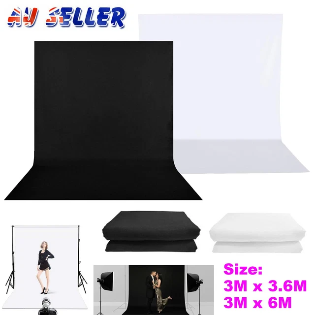 AUS 3M/6M MUSLIN Backdrop Screen Black White Photo Studio Photography ...