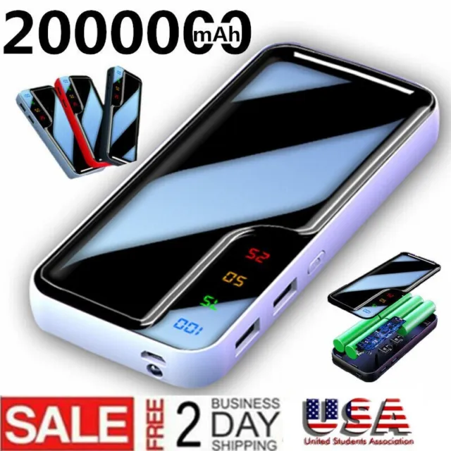 2000000mAh Portable Power Bank USB LCD External Battery Charger For Cell Phone