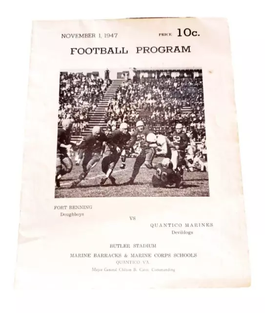 1947 Quantico Marines Devil Dogs vs Fort Benning Football Program Virginia