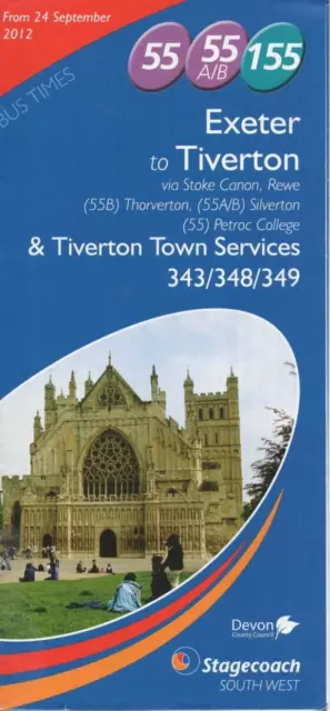 Stagecoach Bus Timetable - 55/55A/55B/155/343/348 - Exeter-Tiverton - Sept 2012