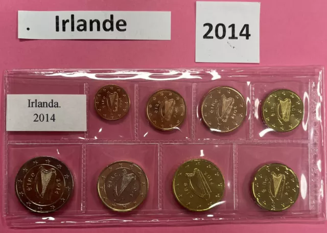 Série de 8 pièces Irlande 2014 de 1 cnt à 2 euros Neuve 🇮🇪