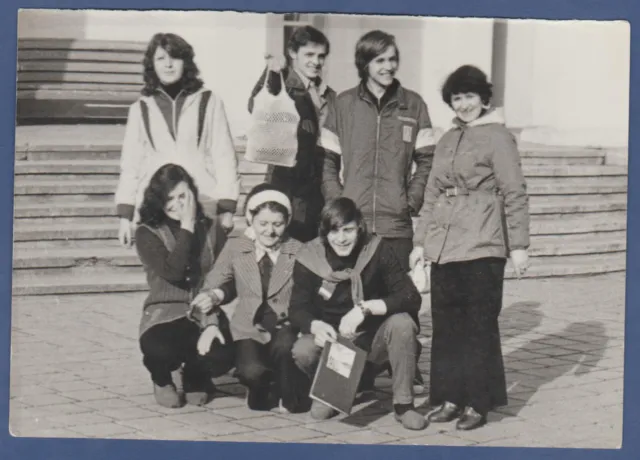 Beautiful Young cute guys and girls on the street Soviet Vintage Photo USSR