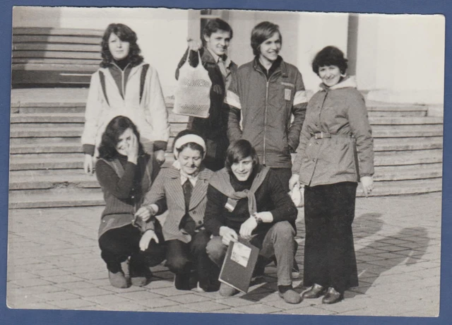 Beautiful Young cute guys and girls on the street Soviet Vintage Photo USSR