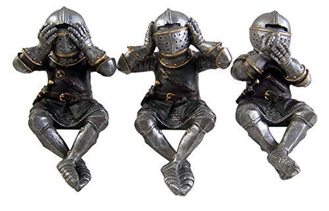 Hear no Evil See No Evil Speak No Evil Knight Shelf Sitters Figurines