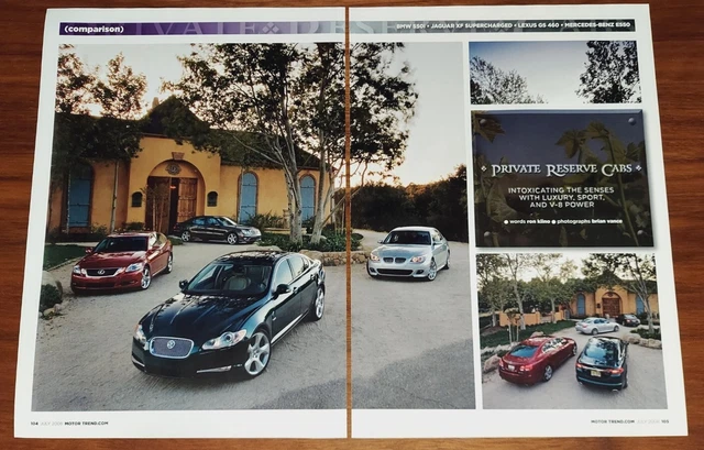 BMW 550i JAGUAR XF SUPERCHARGED LEXUS GS460 MERCEDES E550 MAGAZINE ARTICLE