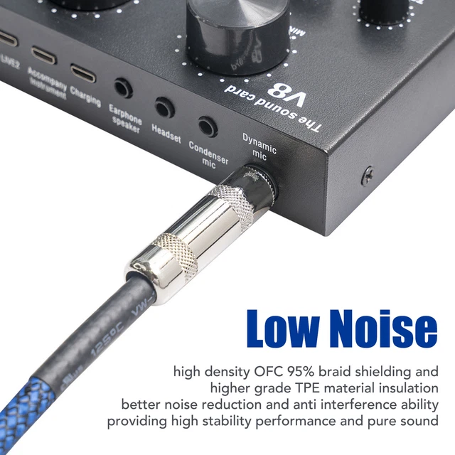 1/4 Inch Cable Guitar Cable Bass Noise Reduction Braid Shielding 6.35mm Inst MPF