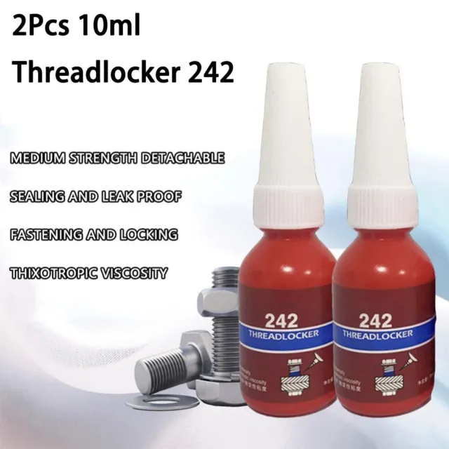 Threadlocker 242 Anaerobic Glue 10ml x 2 Medium Strength Sealant for M6 M20
