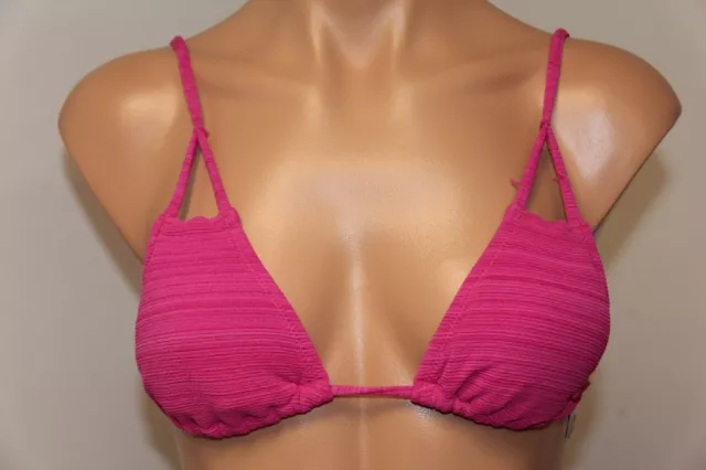 New VOLCOM Swimsuit Bikini Bra top Size L Fiesta Pink Slide