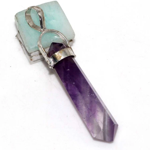 Natürlich Amethyst 925 Versilbert Spitze Anhänger 2 "