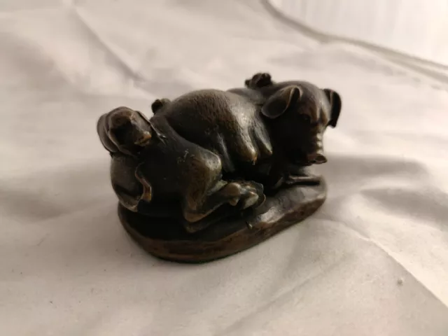 Bronze/Faux Bronze Pig & Piglets & Tiny Mouse!! Figurine Ornament PERFECT 2