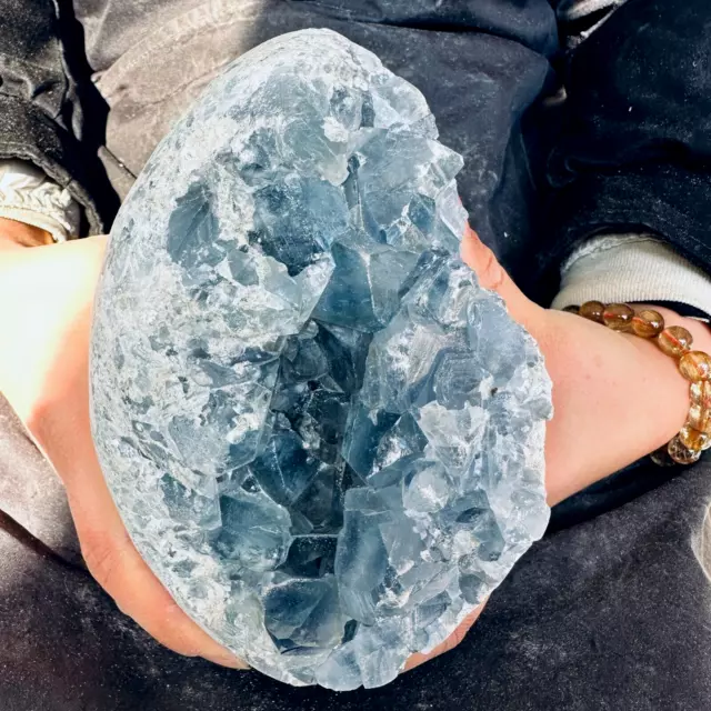 10.45LB Natural Beautiful Blue Celestite Crystal Geode Cave Mineral Specim 4750g