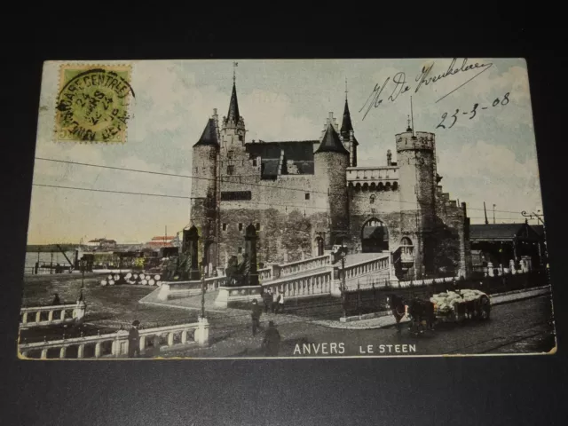 Cpa - Belgique - Anvers - Le Steen - 1908