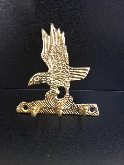 Solid Brass S. Eagle Key Hook, 3" Long And With 3 Hooks
