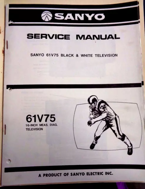 SANYO Vintage Original Black and White Television 61V75 Service Manual
