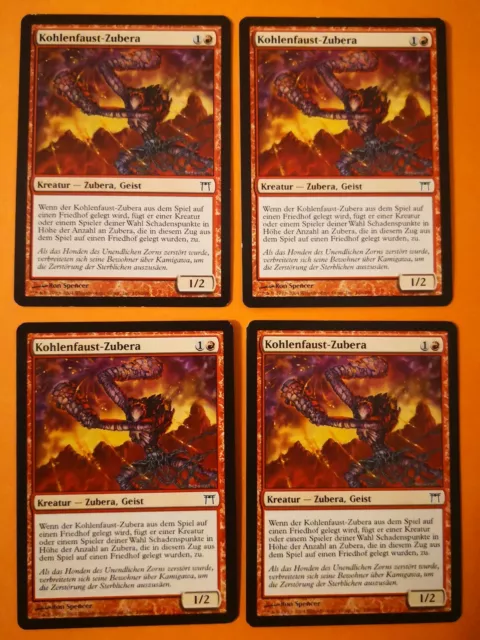 4x Karte, Magic the Gathering, MTG, Meister von Kamigawa 166, Kohlenfaust-Zubera