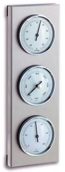 TFA 20.2034 Wetterstation analog Edelstahl rostfrei massiv Barometer Thermometer