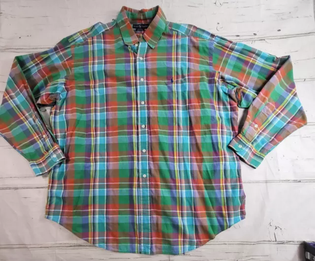 Ralph Lauren Blake Multi-Color Plaid Long Sleeve Button Down Shirt Mens XXL