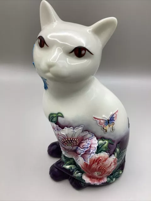 Old Tupton Ware Hand Painted Floral Small Cat Ornament TW3004 16 cm tall