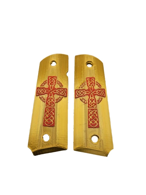 Maple Celtic Cross #2 Grips - Full Size 1911 Pistol Grips Laser Engraved