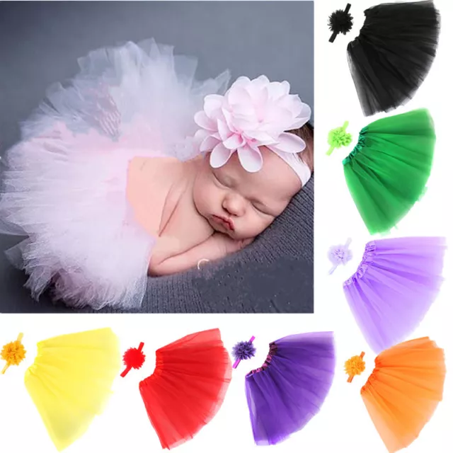 Newborn Baby Kid Girl Flower Headband+ Tutu Skirt Photo Photography Costum Ne #f