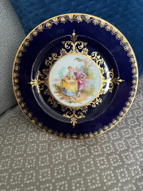 Royal Vienna Hand Painted porcelain Cobalt Gold Plate