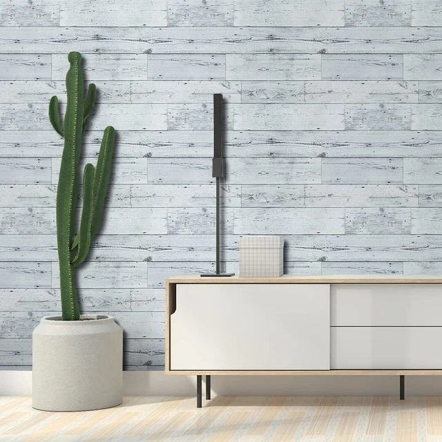 Papel pintado de madera para pelar y palo 17,7 pulgadas X 236 pulgadas gris claro