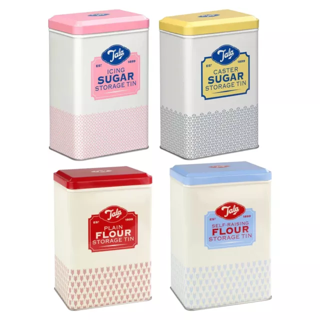 Kitchen Storage Tins Tala Retro for Flour / Sugar Hinged Lid