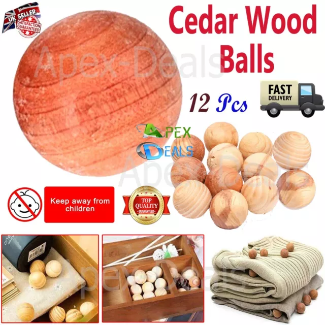 12x Natural Cedar Wood Ball Mildew Wardrobe Clothes Drawer Repellent Moth Insect