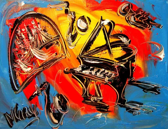 JAZZ NYC  by Mark Kazav  Abstract Modern CANVAS Original Oil Painting NUWEFHR