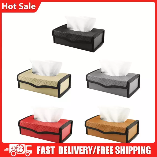 Car Tissue Dispenser Large-capacity Auto Folding Tissue Case PU Leather for Home