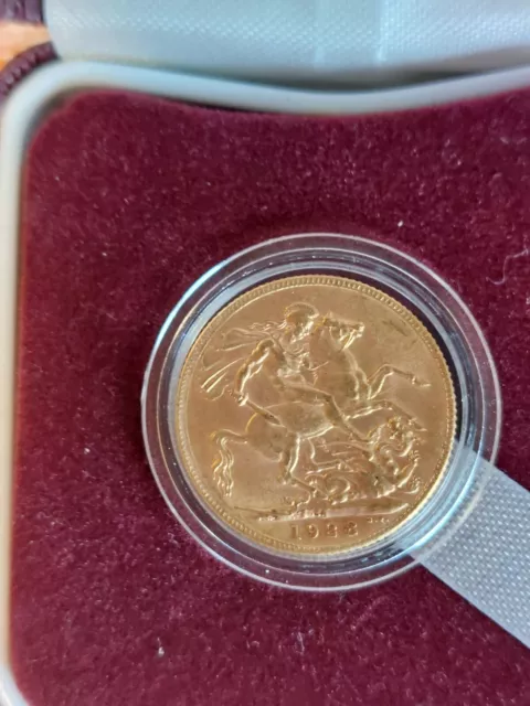 RARE 1928 SA King George V Full Gold Sovereign Coin - Good Condition