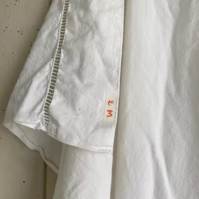 78 X 106 Metis sheet ladder work French 1940s white linen cotton Textile Trunk